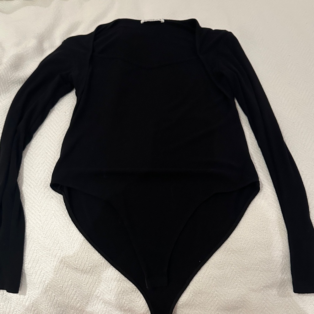 Mango Elegant Black Long Sleeve Bodysuit